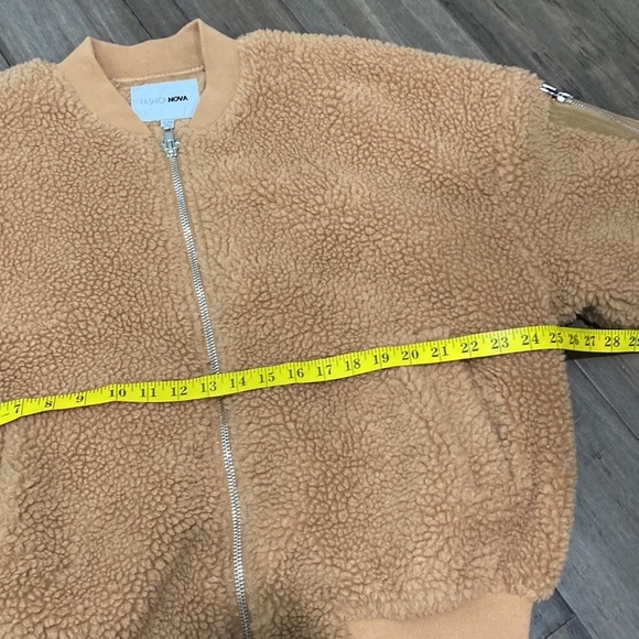 Fashion Nova Catch Me In The Cold Fuzzy Bomber Jacket - Mocha - Picture 9 of 11